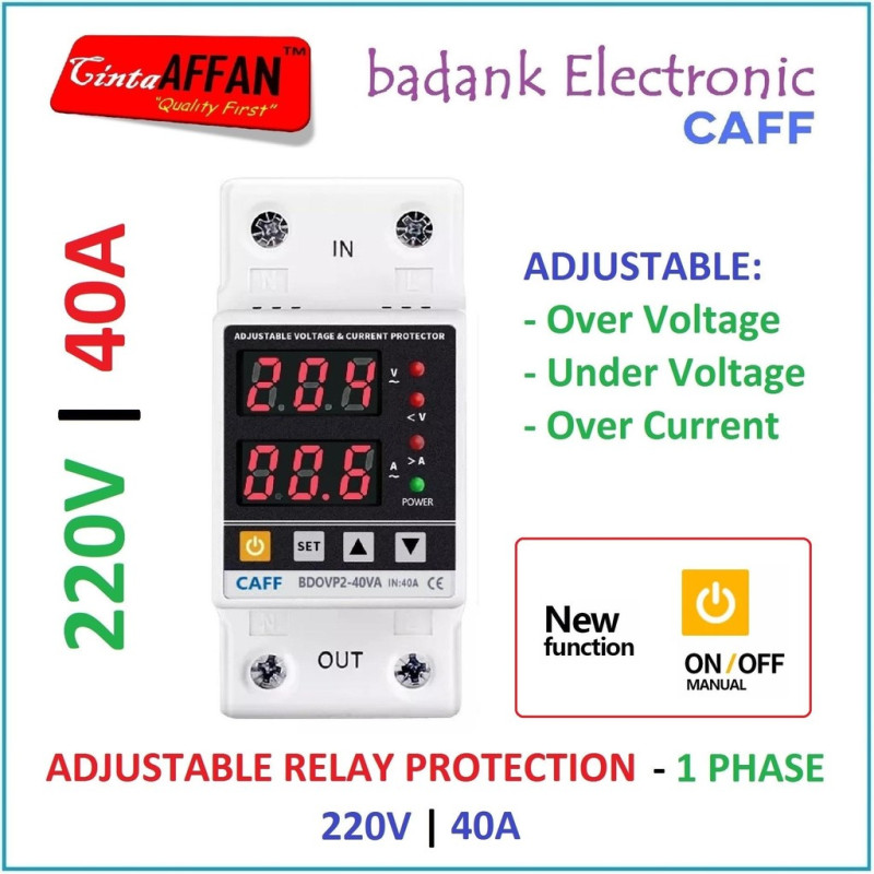 Protection Relay 220V 40A ADJUSTABLE Over Under VOLTAGE Over CURRENT